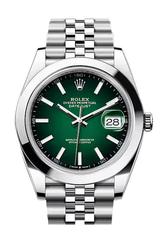 Rolex 126300 Datejust 41 Green Ombre Dial White Gold Watch 126300-0026