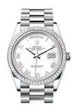 Rolex Day-Date 36 White Dial Diamond Bezel Platinum President Watch 128396TBR