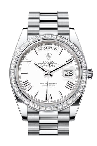 Rolex Day-Date 36 White Dial Diamond Bezel Platinum President Watch 228396TBR