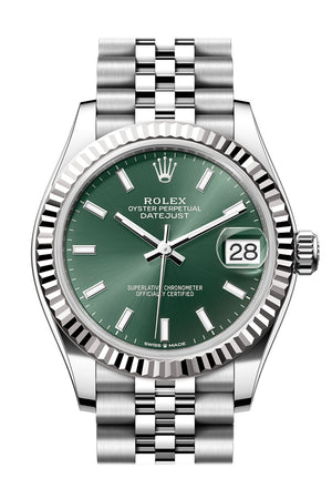 Rolex Datejust 31 Green Dial Fluted Bezel Jubilee Ladies Watch 278274 278274-0018