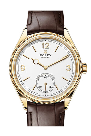 Rolex 1908 39mm Intense White Dial Yellow Gold Men's Watch 52508