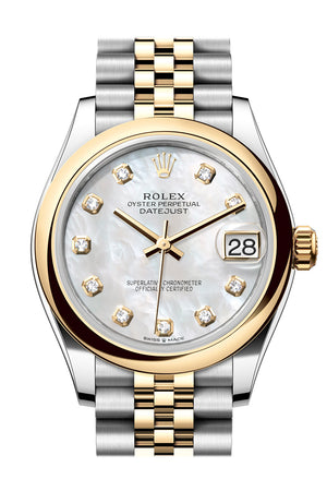 Rolex Datejust 31 White Mother of Pearl Diamond Dial Yellow Gold Steel Jubilee Ladies Watch 278243 278243-0028