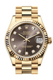 Rolex Datejust 31 Dark Grey Diamond Dial Fluted Bezel Yellow Gold Ladies Watch 278278 278278-0036