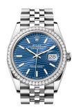 Rolex Datejust 36 Blue fluted Motif Dial Diamond Bezel Jubilee Watch 126284RBR 126284RBR-0041