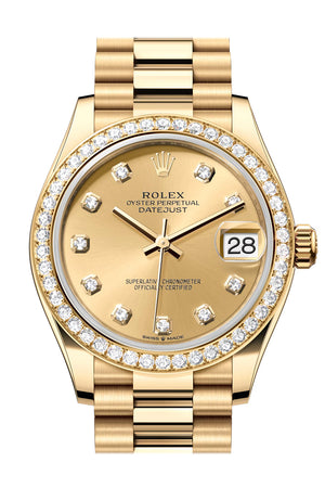 Rolex Datejust 31 Champagne Diamond Dial Diamond Bezel Yellow Gold Ladies Watch 278288RBR 278288RBR-0005