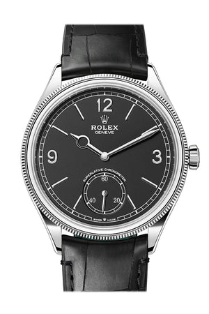 Rolex 1908 39mm Intense Black Dial White Gold Men's Watch 52509