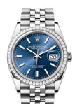 Rolex Datejust 36 Blue Dial Diamond Bezel Jubilee Watch 126284RBR 126284RBR-0009