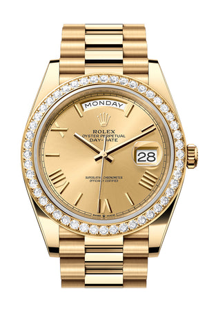 Rolex Day-Date 40 Champagne Roman Dial Yellow Gold President Men's Watch 228348RBR 228348