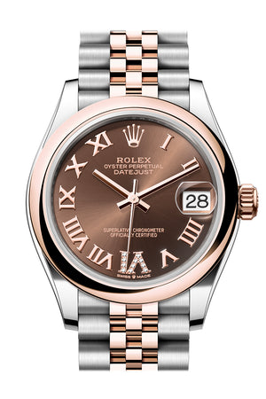 Rolex Datejust 31 Dark Grey Roman Diamond Dial Rose Gold Steel Jubilee Ladies Watch 278241 278241-0010
