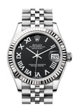 Rolex Datejust 31 Black Roman Dial Fluted Bezel Jubilee Ladies Watch 278274 278274-0002