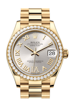 Rolex Datejust 31 Silver Roman Dial Diamond Bezel Yellow Gold Ladies Watch 278288RBR 278288RBR-0020
