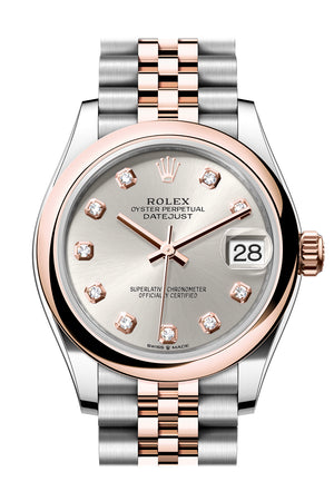 Rolex Datejust 31 Silver Diamond Dial Rose Gold Steel Jubilee Ladies Watch 278241 278241-0004