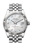 Rolex Datejust 31 Mother of pearl Diamond Dial Fluted Bezel Jubilee Ladies Watch 278274-0006