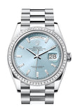 Rolex Day-Date 36 Ice Blue Diamond Dial Diamond Bezel Platinum President Watch 128396TBR