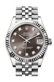 Rolex Datejust 31 Brown Diamond Dial Fluted Bezel Jubilee Ladies Watch 278274 278274-0008