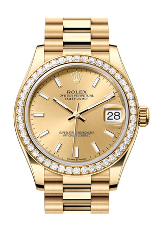Rolex Datejust 31 Champagne Dial Diamond Bezel Yellow Gold Ladies Watch 278288RBR 278288RBR-0022