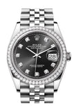 Rolex Datejust 36 Black Diamond Dial Diamond Bezel Jubilee Watch 126284RBR 126284RBR-0019