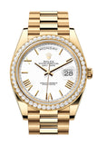 Rolex Day-Date 40 White Roman Dial Yellow Gold President Men's Watch 228348RBR