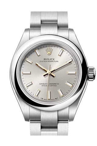 Rolex Oyster Perpetual 28 Silver Dial Smooth Bezel Watch 276200