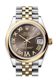 Rolex Datejust 31 Dark Grey Roman Diamond on 6 Dial Yellow Gold Steel Jubilee Ladies Watch 278243 278243-0018
