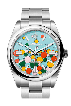 Rolex Oyster Perpetual 41 Turquoise Blue Celebration-motif Dial Stainless Steel Oyster 