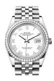 Rolex Datejust 36 White Roman Dial Diamond Bezel Jubilee Watch 126284RBR 126284RBR-0017