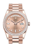Rolex Day-Date 36 Rosé Colour Dial Diamond Bezel 18K Everose Gold President Watch 128345RBR