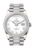 Rolex Day-Date 36 White Dial Diamond Bezel White Gold Diamond President Watch 128349RBR