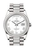 Rolex Day-Date 36 White Dial Diamond Bezel White Gold Diamond President Watch 128349RBR