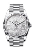 Rolex Day-Date 40 Meteorite Diamonds Dial Fluted Bezel Platinum President Men's Watch 228236