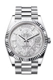 Rolex Day-Date 40 Meteorite 10 Diamonds Dial Fluted Bezel Platinum President Men's Watch 228236
