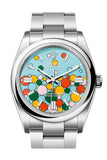 Rolex Oyster Perpetual 36 Turquoise Blue Celebration-motif Dial Stainless Steel Oyster 126000