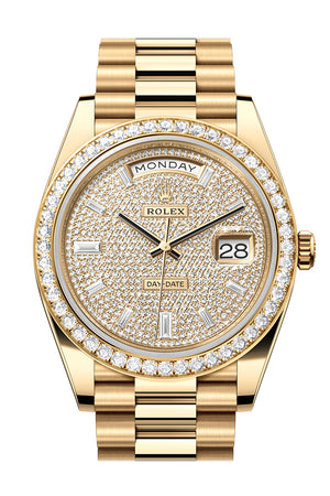 Rolex Day-Date 40 Diamond-Paved Dial Yellow Gold President Men's Watch 228348RBR 228348