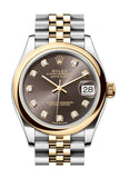 Rolex Datejust 31 Dark Grey Diamond Dial Yellow Gold Steel Jubilee Ladies Watch 278243 278243-0022