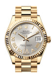 Rolex Datejust 31 SIlver Roman Dial Fluted Bezel Yellow Gold Ladies Watch 278278 278278-0028