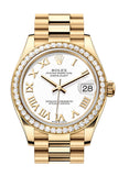 Rolex Datejust 31 White Roman Dial Diamond Bezel Yellow Gold Ladies Watch 278288RBR 278288RBR-0009