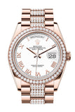 Rolex Day-Date 36 White Dial Diamond Bezel Everose Gold Diamond President Watch 128345RBR