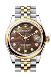 Rolex Datejust 31 Black Mother of pearl Diamond Dial Yellow Gold Steel Jubilee Ladies Watch 278243 278243-0024
