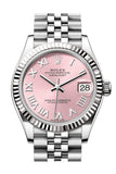 Rolex Datejust 31 Pink Roman Fluted Bezel Jubilee Ladies Watch 278274 278274-0020