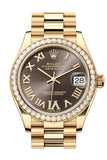 Rolex Datejust 31 Dark Grey Roman Diamond Dial Diamond Bezel Yellow Gold Ladies Watch 278288RBR 278288RBR-0026