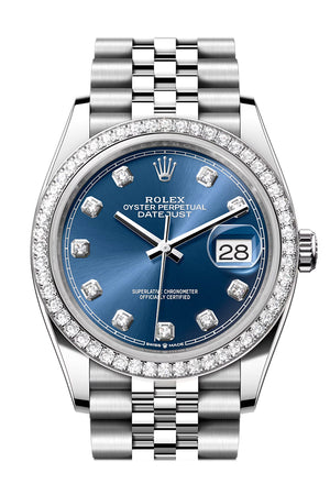 Rolex Datejust 36 Blue Diamond Dial Diamond Bezel Jubilee Watch 126284RBR 126284RBR-0029