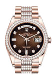 Rolex Day-Date 36 Brown ombré Diamond Dial Diamond Bezel 18K Everose Gold Diamond President Watch 128345RBR
