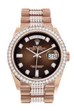 Rolex Day-Date 36 Brown ombré Diamond Dial Diamond Bezel 18K Everose Gold Diamond President Watch 128345RBR