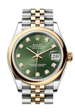 Rolex Datejust 31 Olive Green Diamond Dial Yellow Gold Steel Jubilee Ladies Watch 278243 278243-0030