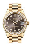 Rolex Datejust 31 Dark Grey Diamond Dial Diamond Bezel Yellow Gold Ladies Watch 278288RBR 278288RBR-0030