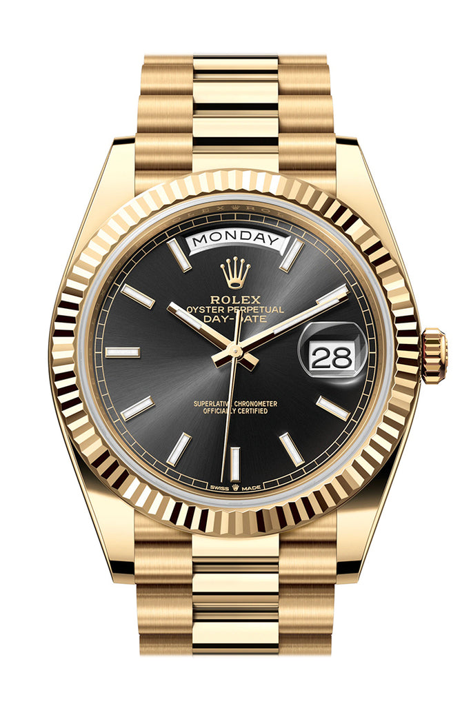 Rolex Day-Date 40 Black Dial 18K Yellow Gold President Men's Watch 228238