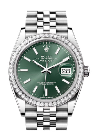 Rolex Datejust 36 Green Dial Diamond Bezel Jubilee Watch 126284RBR 126284RBR-0043