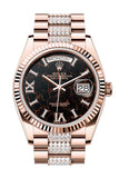 Rolex Day-Date 36 Eisenkiesel Dial Fluted Bezel 18K Everose gold Diamond President Watch 128235