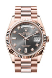 Rolex Day-Date 36 Slate Dial Fluted Bezel 18K Everose gold President Watch 128235