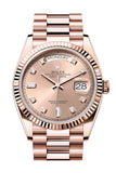 Rolex Day-Date 36 Rosé Colour  Dial Fluted Bezel 18K Everose gold President Watch 128235